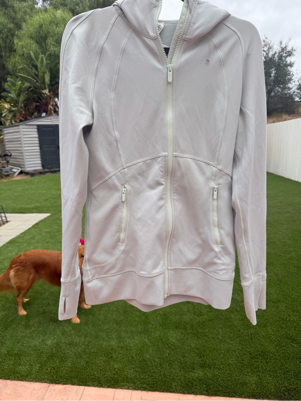 lululemon athletica Light Gray Full-Zip Hooded Bomber Jacket
